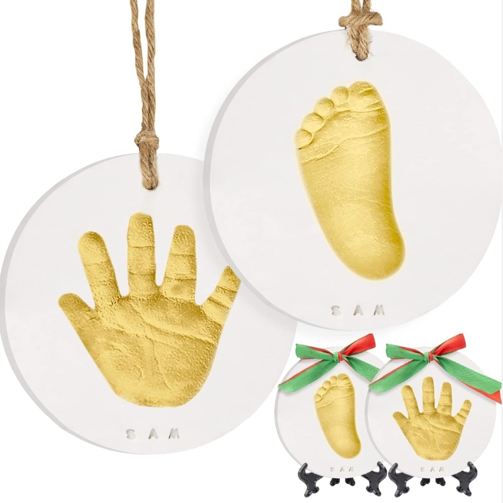 Gold Hand and‎ Footprint Ornaments KIT